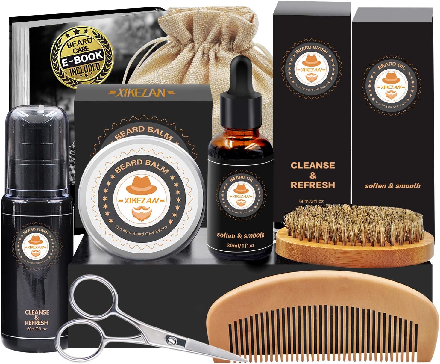 upgraded beard care kit for men beard growth grooming & trimming with beard shampoo wash