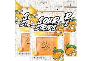 Sour Strips Sour Candy Belts, Mango, Resealable Candy Bags, 3.4 Ounce (Pack of 3)