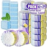 36 Pack Toilet Bowl Cleaners, 24PCS Upgraded Triple Effect Toilet Bowl Tablets with 12PCS Toilet Tank Cleaners Tablets with Bleach, Toilet Bowl Cleaners Drop in Tank, Lasting Fragrance(36 Pack)