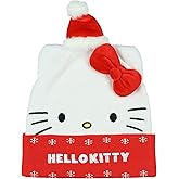Hello Kitty Beanie Santa Kitty Embroidered Design with 3D Bow Knit Winter Hat OSFM Multicolored