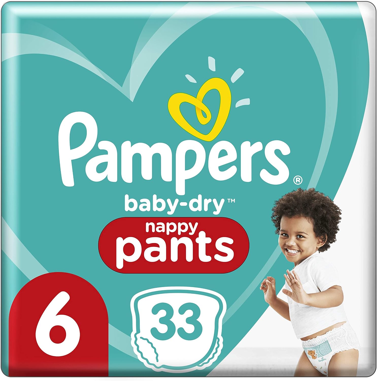 Pampers Nappies Size 6 (15kg+) - Baby Dry Pants Nappies, 33 Pants, White, Size 6 (33 Count)