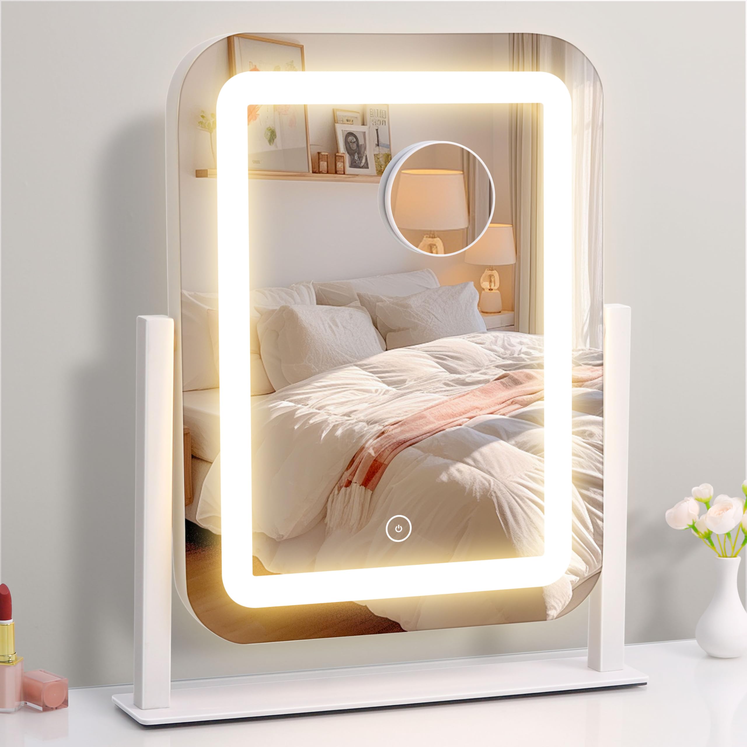 Photo 1 of *MISSING PARTS - See Clerk Notes*
Shinerva Vanity Mirror with Lights,12"×14.6" LED Makeup Mirror,Lighted Makeup Mirror with Lights, Smart Touch Control Dimmable 3 Modes Light, Lighted Up Mirror for Makeup Desk, Bedroom, Dressing Room