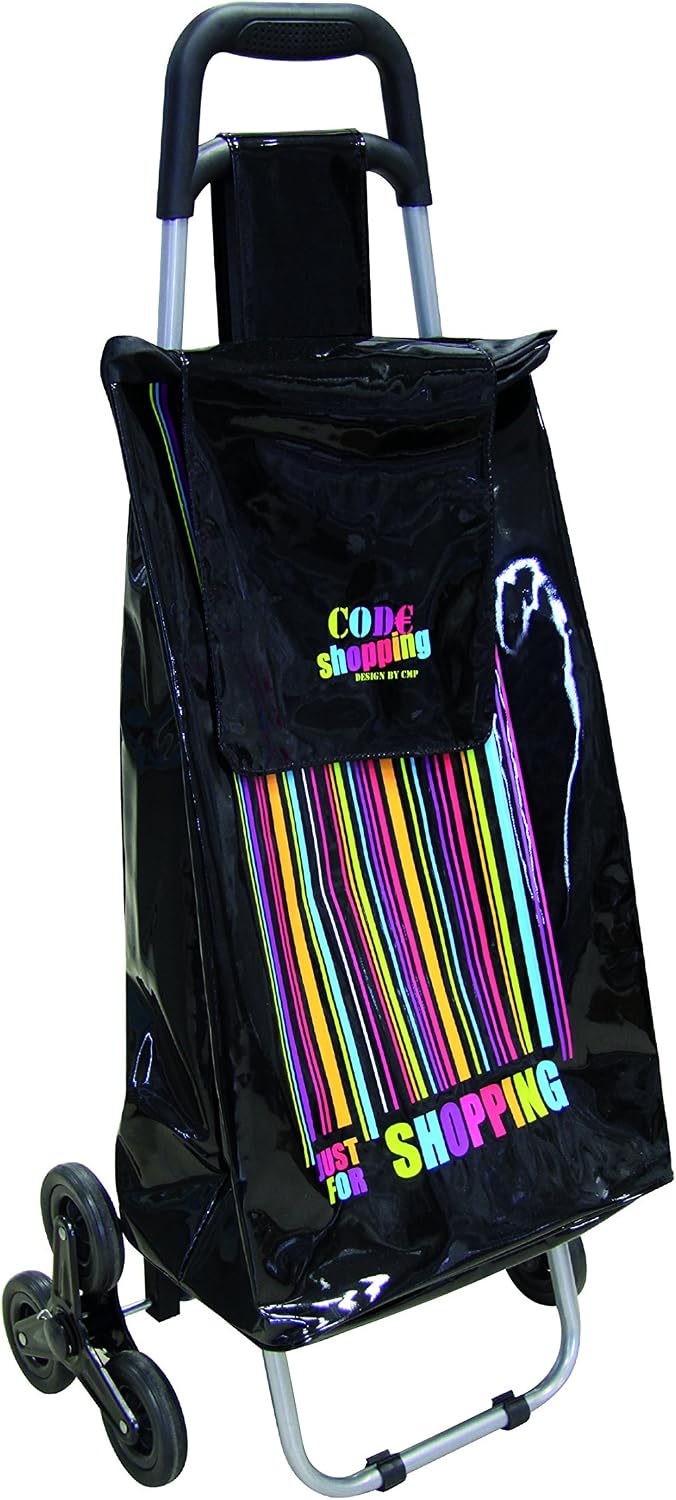 Totally Addict SH1483 Shopping Trolley with 6 Plastic Wheels 40 x 36.5 x 96.5 cm 50 L - Black
