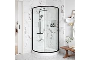 OVE Decors Breeze 32 in. Corner Shower Sliding Door, With Included Base, Clear Glass and Black Finish
