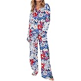 SHESHOW Satin Pajamas for Women Set Long Sleeve Button Down Animal Print Pjs Sets 2 Piece Loungewear Sleepwear XS-XXL