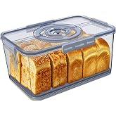 Large Bread Box with Lid and Handle,Time Recording Airtight Bread Container | Clear Bread Boxes for Kitchen Countertop, Portable Bread Keeper for Homemade Toast, Bagel, and Cookies ,Not dishwasher safe