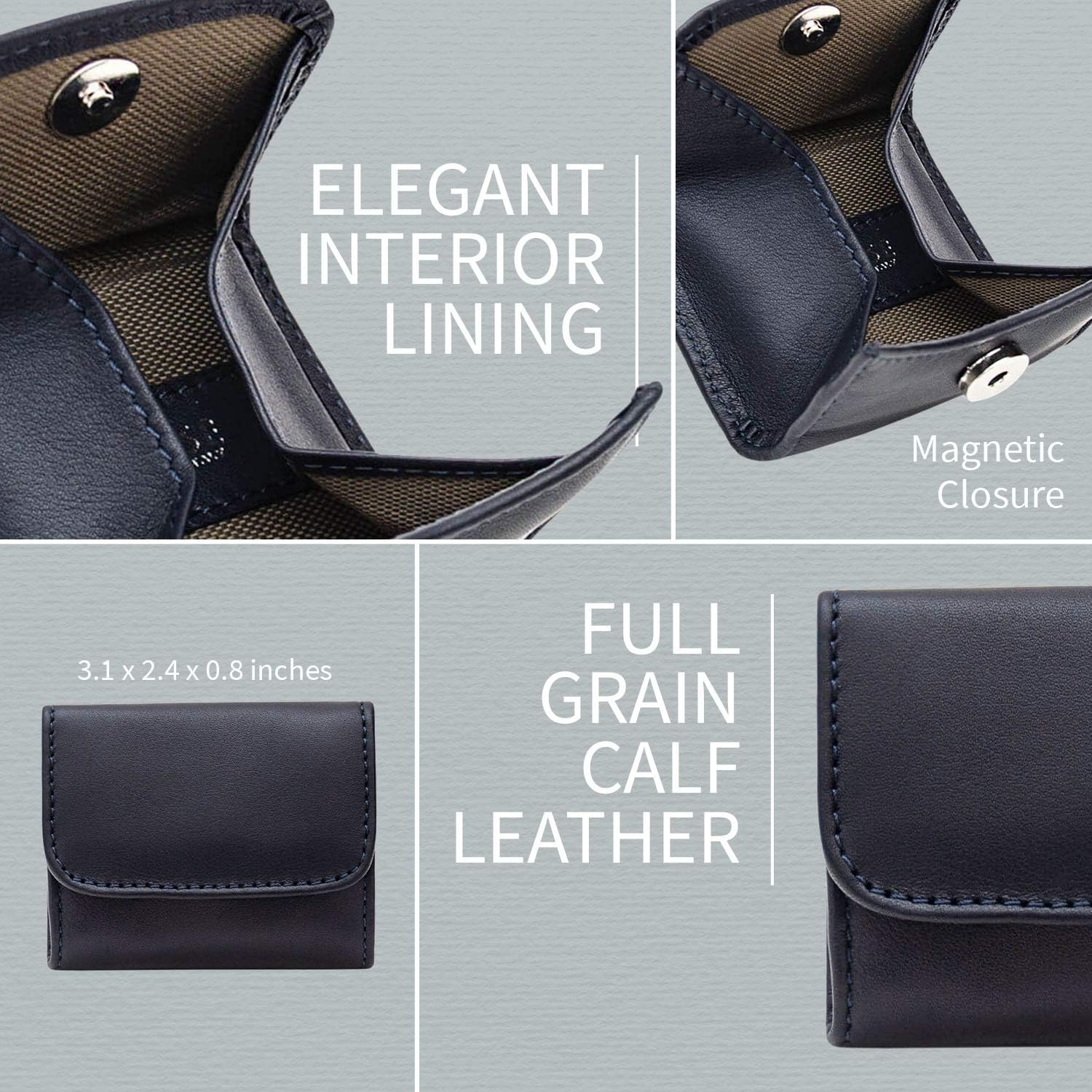 Tray Coin Purse - 100% Genuine Full-Grain Leather - Handmade in Italy by Expert Artisans - Elegant and Minimalist Design - Navy - Image 4