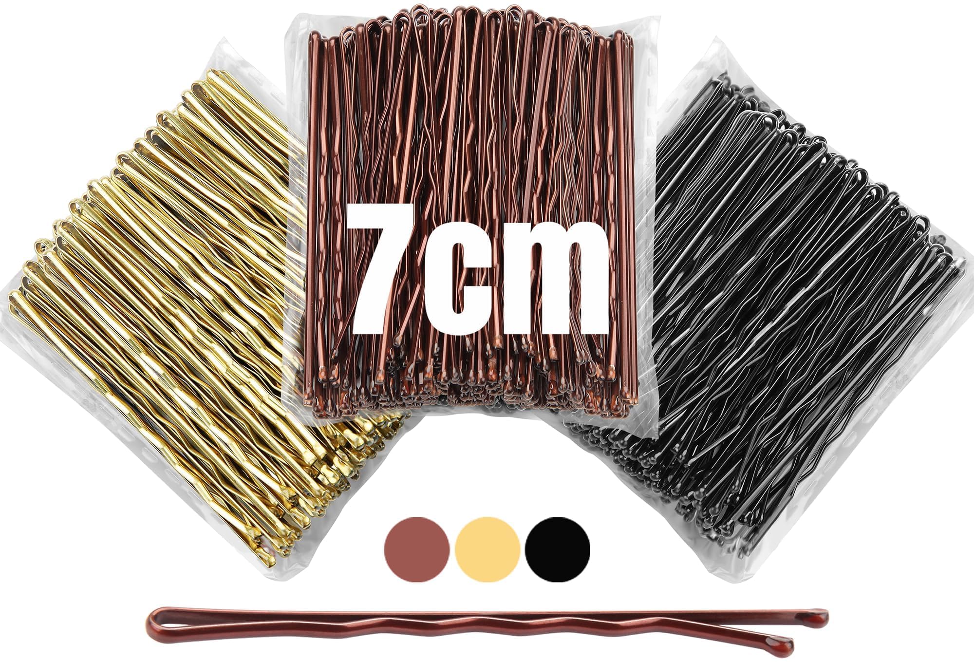 Mbmomnus 150pcs Hair Clips Women 7cm/2.75in Bobby Pins Long Kirby Grips Girls Hair Pins Metal Hair Accessories Ideal for All Types Makeup & Hair Styling (Black,Brown,Gold)