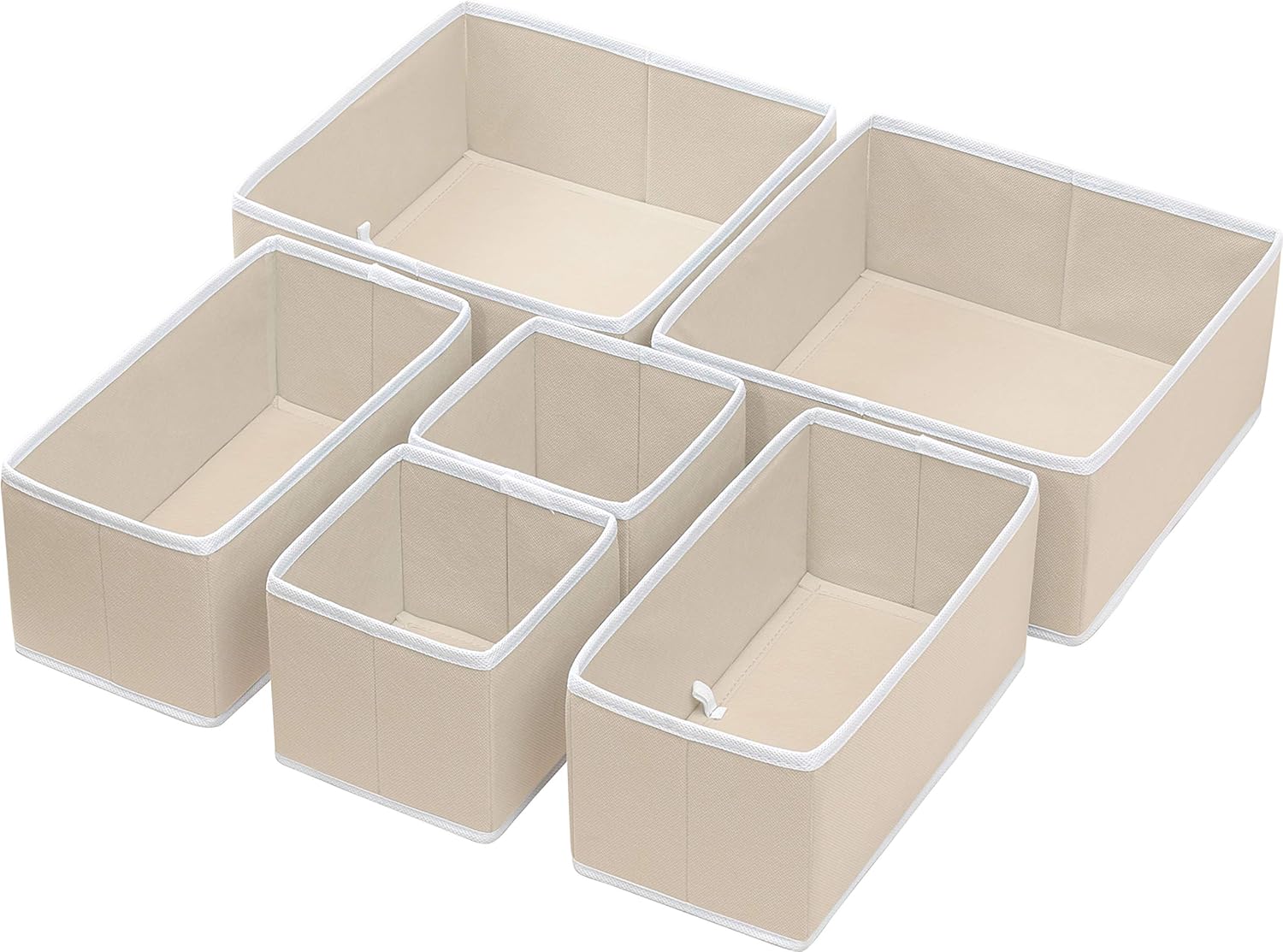 Simple Houseware Foldable Cloth Storage Box Closet Dresser Drawer Divider Organizer Basket Bins for Underwear Bras, Gray (Set of 6): Home & Kitchen