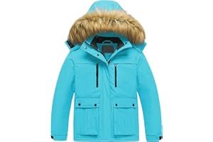 Pursky Girl's Waterproof Ski Jacket Kids Winter Snow Coats Fleece Raincoat Parka