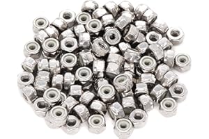 binifiMux 100pcs 10#-24 Nylock Self Lock Nuts Nylon Inserted Stainless Steel