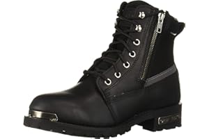 RIDETECS 6" Double Zipper Reflective Riding Boots for Men Full Grain Leather, Flexible Outsole Motorcycle Shoes