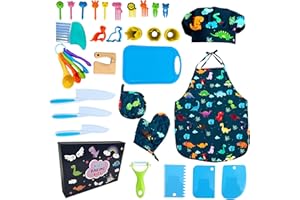 LUMIPARTY Kids Cooking and Baking Chef Set, Apron Chef Hat Accessories Complete Cooking Set, Dress Up Pretend Play Career Role Play Costume Toys Thanksgiving for Boys Girls