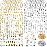 Mckanti 674 Pieces Charm Bracelet Making Kit, Including Paperclip Chain Bracelets, Charms, Jump Rings for DIY Bracelet Making(Gold & Silver)