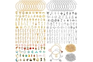 Mckanti 674 Pieces Charm Bracelet Making Kit, Including Paperclip Chain Bracelets, Charms, Jump Rings for DIY Bracelet Making(Gold & Silver)