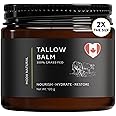 Beef Tallow Balm For Skin - Grass-Fed Tallow Moisturizer with Honey, Beeswax & Olive Oils - Unscented Face & Body Balm for Da