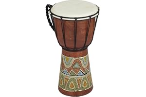 Deco 79 Wood Drum Handmade Decorative Sculpture Djembe Home Decor Statue with Rope Accents, Accent Figurine 7" x 7" x 12", Brown