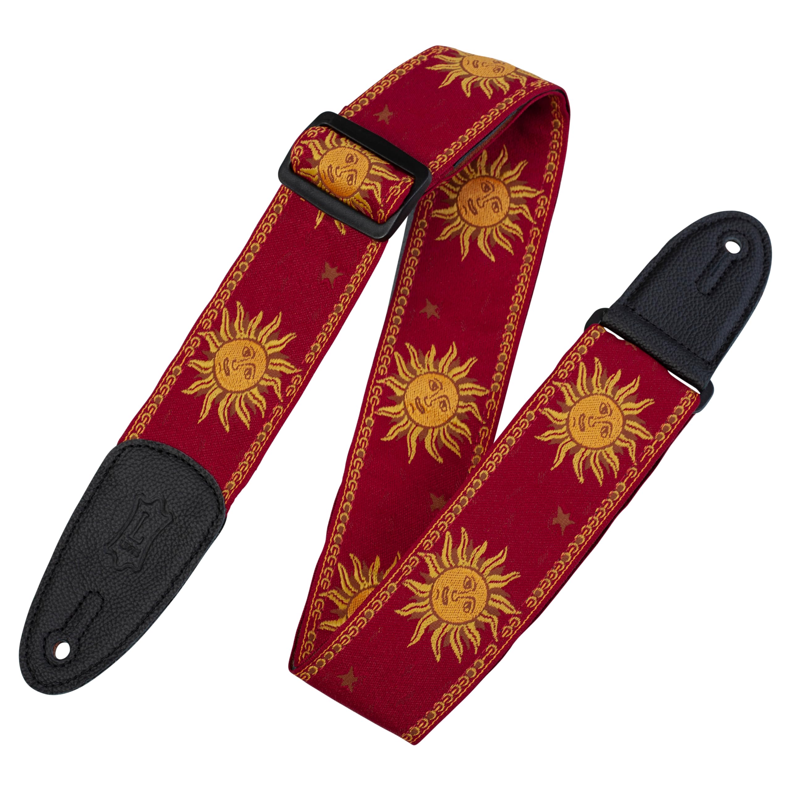 Levy's Polyester/Vinyl Guitar Strap - Jacquard Sun - Red