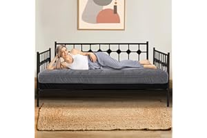 SUNYRISY 6 Inches Daybed Mattress Memory Foam Futon Mattress Twin Size, Thick Corduroy Futons Sofa Couch Bed, Foldable Floor Mattress for Adults (Frame Not Included), Grey