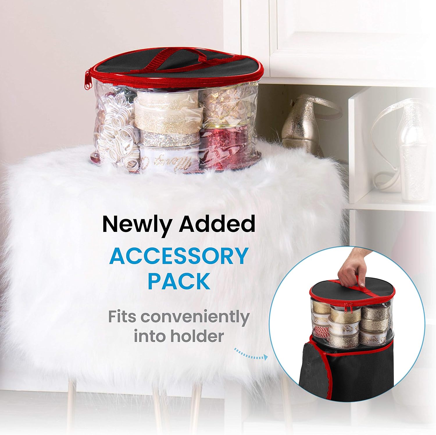 Premium Christmas Wrapping Paper Storage Bag - Fits 20 Rolls & Ribbon Holder, 46-Inch- Underbed Xmas Organizer With Gift Wrap Accessory Box, Dual Zips & Carry Handles, Tear Proof 600D- 5 Year Warranty: Home & Kitchen
