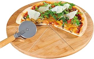 KESPER 58462 Pizzateller 32 cm aus Bambus mit extra Pizzaschneider/Holzteller/Pizzaunterlage/Pizza-Holzteller/Holzgeschirr