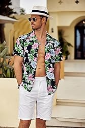 COOFANDY Mens Shirt Aloha Oxford Dress Shirts