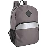 Trail maker 17" Backpack &ndash; Reflective School Backpack with Padded Straps, Water Bottle Pockets for Kids &amp; Adults, School Travel Camp (Grey)
