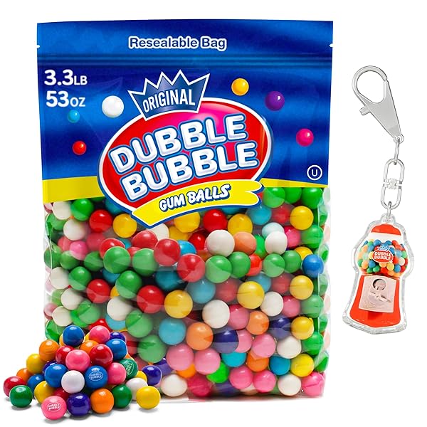 GUMBALLS FOR GUMBALL MACHINE REFILLS – 53 OUNCE DUBBLE BUBBLE CHEWING GUM BULK ANTIQUE STYLE GUM BALLS VINTAGE OLD FASHIONED CANDY -MINI BUBBLE GUMBALLS 3.3 LB FOR KIDS TOY BANK CANDY DISPENSER PLAYO