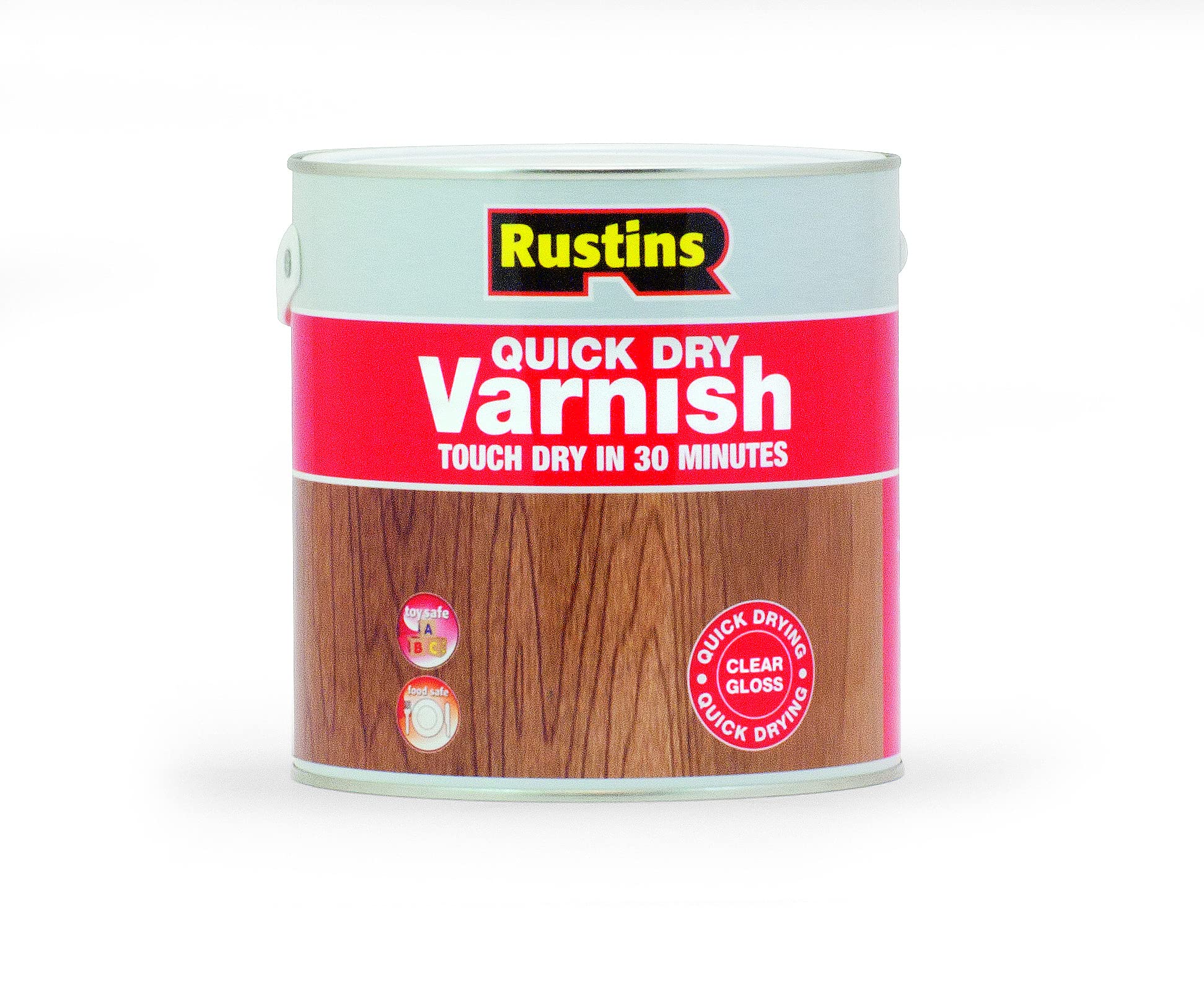 Rustins Quick Dry Varnish Clear Gloss 2.5l -Fast-Drying Water-Based Wood Varnish; Durable Non-Yellowing Finish in Gloss, Satin or Matt for Indoor Use