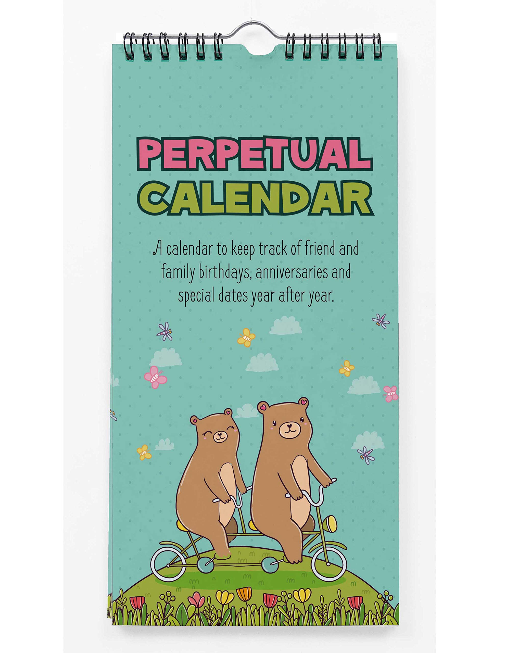 Inkdotpot Bear Rustic Perpetual Calendar Birthday Wall Hanging Anniversary Special Event Reminder Calendar Book Journal Stationary Wall Hanging Birthday Gift Card Planner Organizer