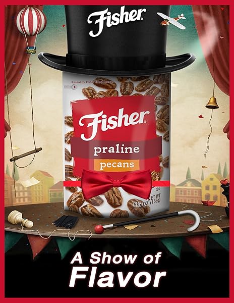 FISHER SNACK PRALINE PECANS, 5.5 OZ (PACK OF 1), RESEALABLE POUCH, MAMMOTH CANDIED PECANS, PERFECT FOR GIFTING OR PERSONAL ENJOYMENT, CRUNCHY, AND IRRESISTIBLY SWEET