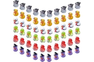 Basuo-9Q 60 Piece Creative Funny Mini Duck Figurines Set, Fairy Garden Dollhouse Halloween Decorative Resin Miniature Ducky Reaper, Demon, Zombie, Ghost, Imp, Witch Ducky, Potted Plant Ornaments