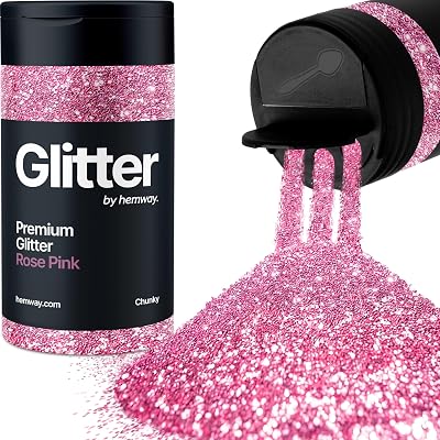 Hemway Rose Pink Glitter Shaker 130g Chunky Glitter for Resin Epoxy Crafts