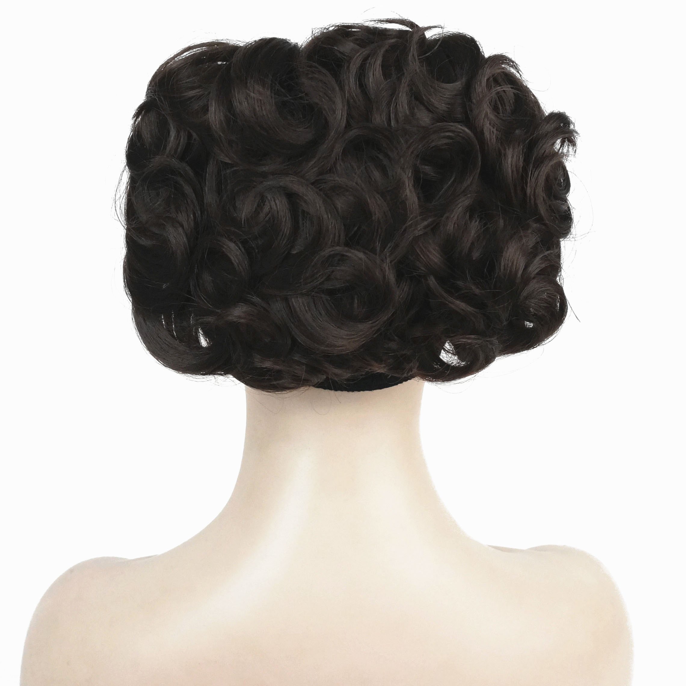 Lydell Short Messy Curly Dish Hair Bun Extension Stretch hair Combs Clip in Ponytail Extension Chestnut Brown