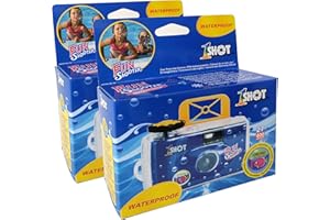 1 Shot Waterproof Disposable Camera - 35mm Underwater - 27 Exposures - ASA/ISO400 Color Film - Single-Use for Vacation, Snorkeling, Watersports - 2-Pack