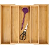 Utoplike Bamboo Expandable Kitchen Drawer Organizer Silverware Utensil Tray | Cutlery Holder, Drawers Divider for Large Utensils, Flatware, Knives, Spatulas in Kitchen, Office, Adjustable 3-5 Slots