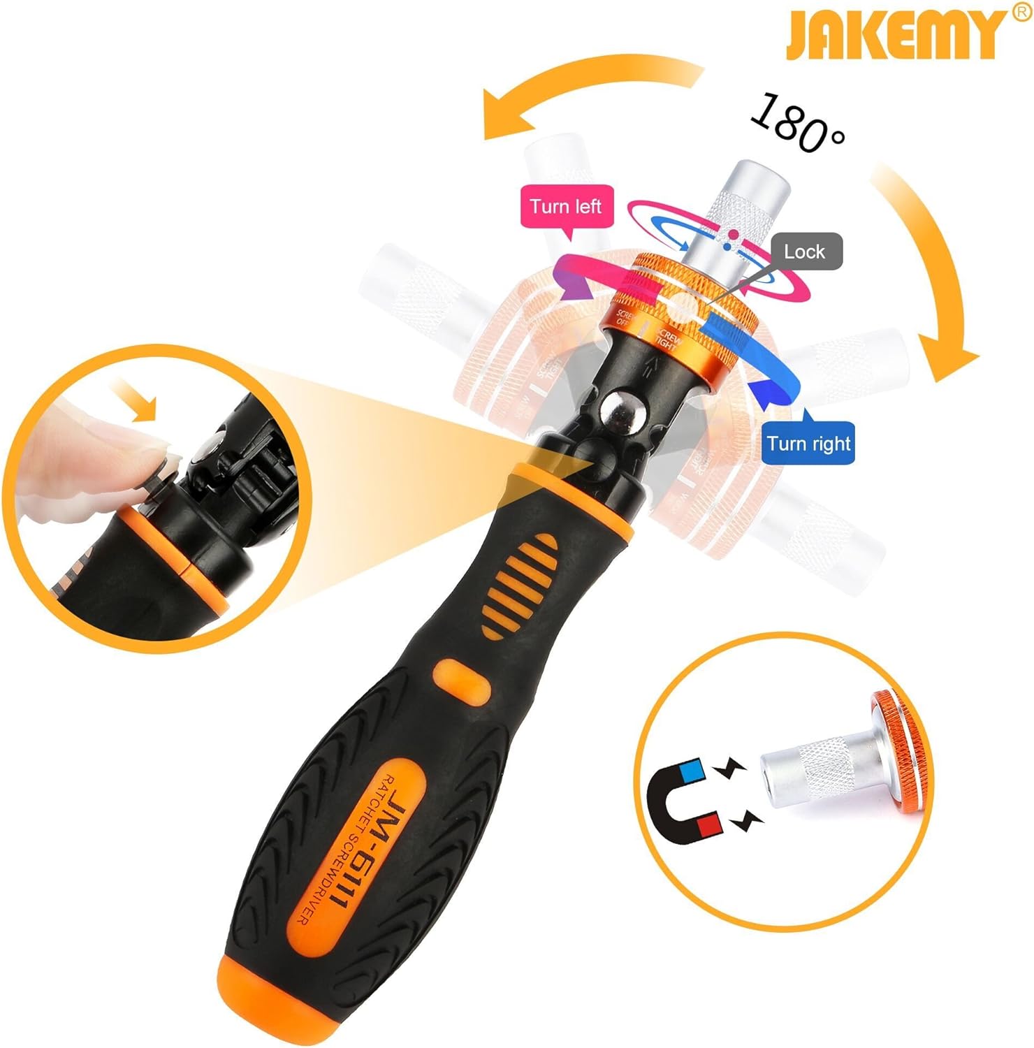 Jakemy Home Rotatable Ratchet Screwdriver Set, 69 in 1 Household Repair Toolkit, Disassemble Magnetic Kit for Furniture/Car/Computer/Electronics Maintenance: Home Improvement