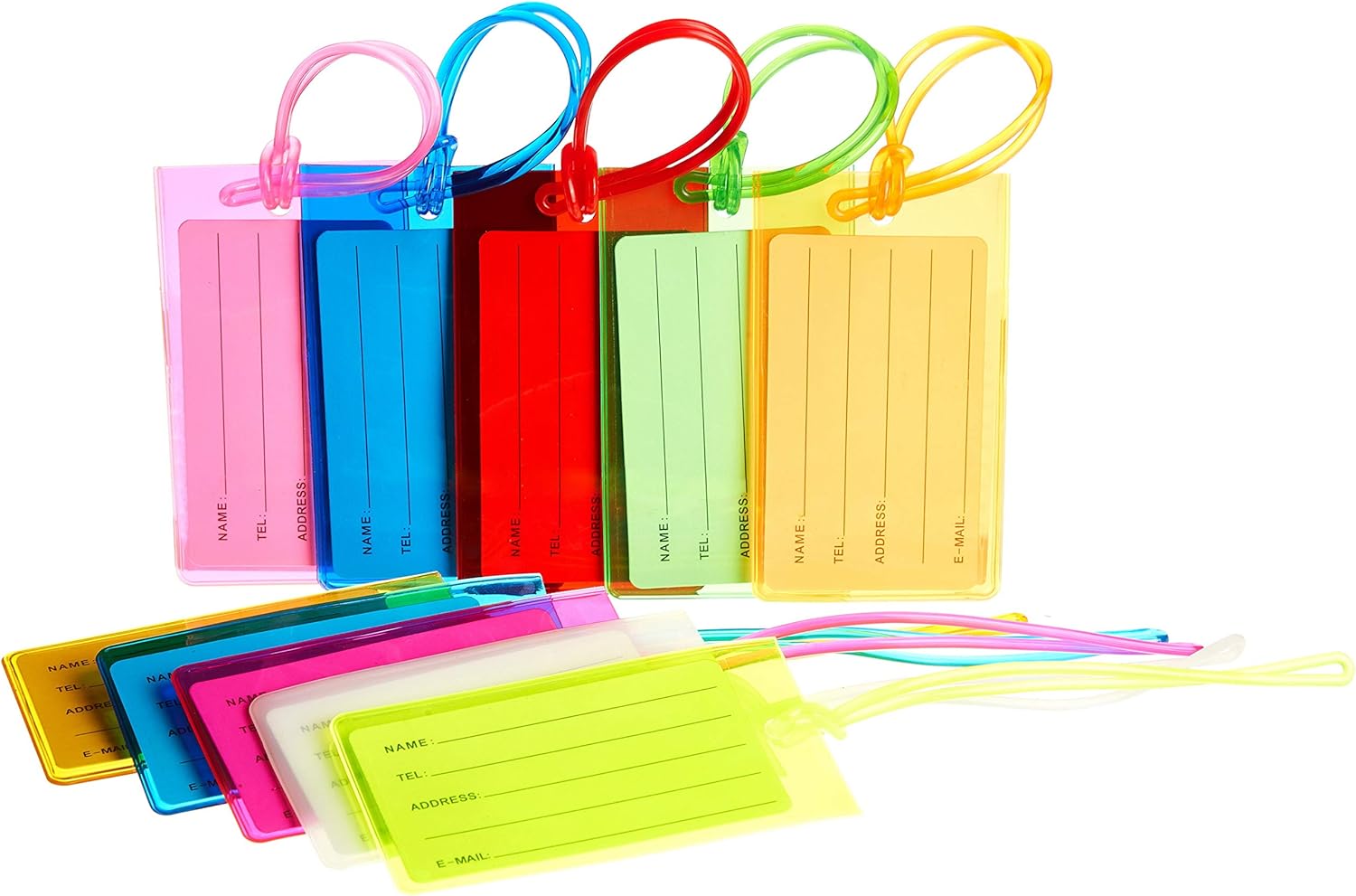 10 Pack Luggage Tag Suitcases Plastic Travel Bag & Baggage ID Label Tags (01 Mixed Colors): Clothing