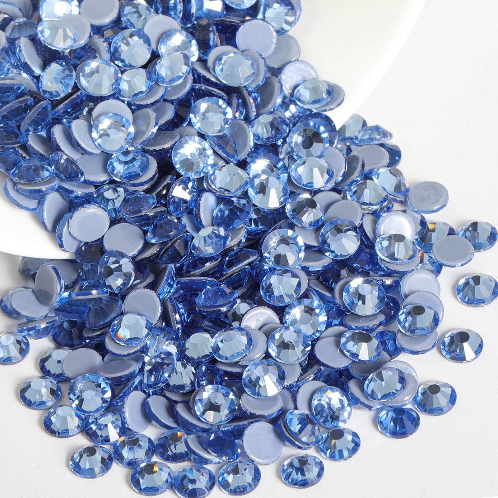 Beadsland Hotfix Rhinestones, 288pcs Flatback Crystal Rhinestones for Crafts Clothes DIY Decorations, Light Sapphire, SS30, 6.3-6.5mm — image 1