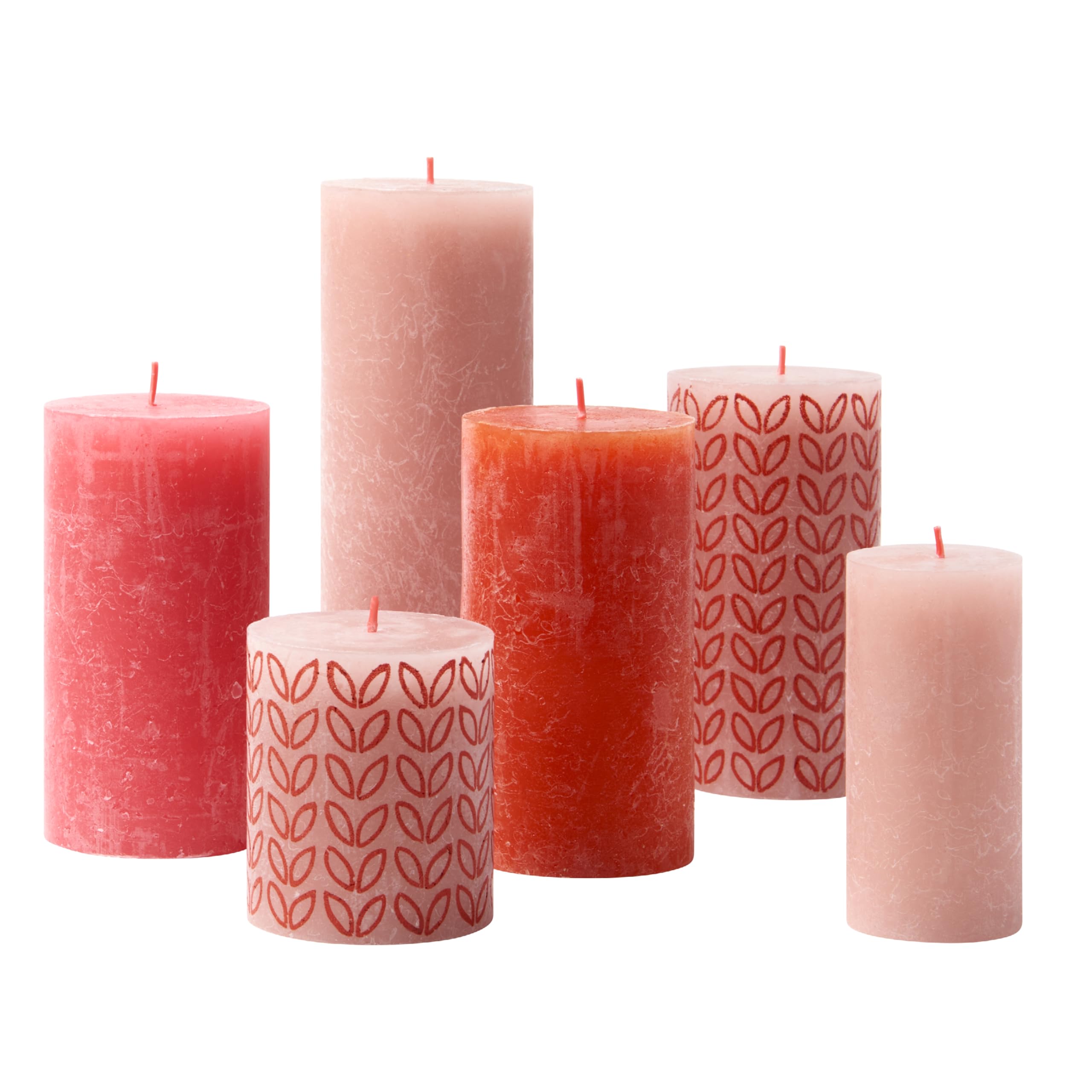 Bolsius Rustic Candle Gift Set - Poppy Sunset - Box of 6 Candles - Long Burning Time - Household Candle - Interior Decoration - Unscented - Includes Natural Vegan Wax - No Palm Oil