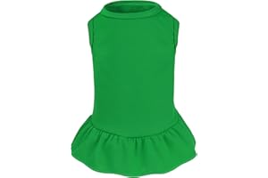CHOYAXO Dog Dresses Cat Skirt Solid Color Dog Clothes Summer Sleeveless Puppy Girl Clothes for Small Pet Dogs Cats (Dark Green, Small)