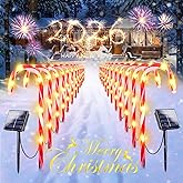 Upgraded 24 Pack Solar Candy Cane Lights Outdoor, Solar Christmas Lights Outdoor Waterproof with 8 Modes, Xmas Pathway Candy Cane Christmas Decorations Outside for Garden Lawn Yard Party