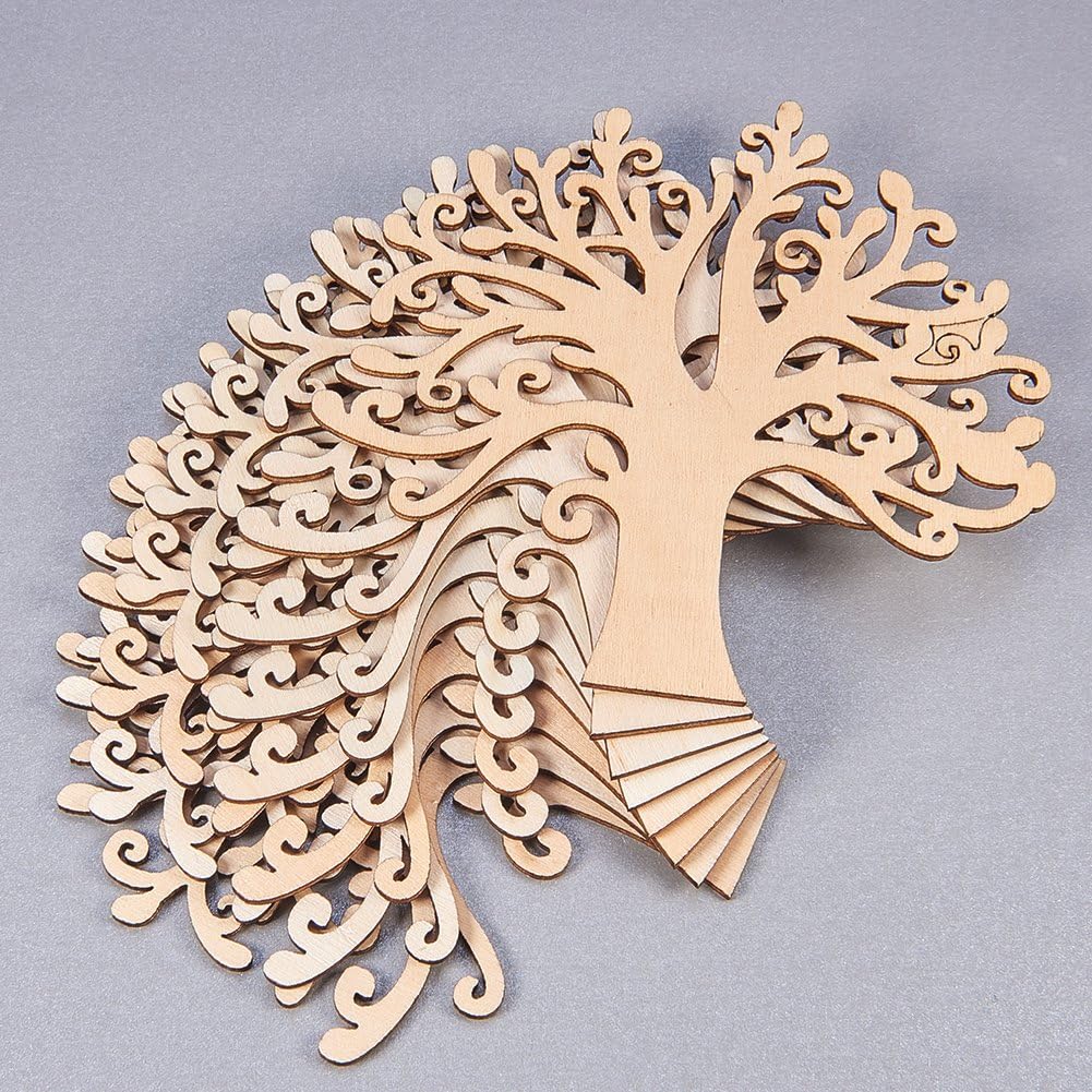 NBEADS 20 Pcs Wooden Family Tree Embellishments - Image 4