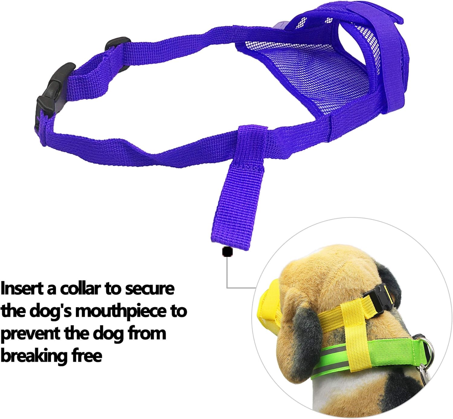 YAODHAOD Nylon Mesh Breathable Dog Mouth Cover, Quick Fit Dog Muzzle with Adjustable Straps,Pet Mouth Cover - Image 4