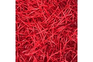 PEVOGON Red Easter Grass Raffia Filler Paper Shreds for Easter Basket Gift Packaging Filling Egg Stuffer Party Supplies Decoration, 200G