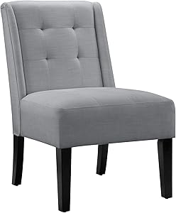 AmazonBasics tufted accent chair with wood legs, Grey