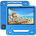 EDDBNi Kids Tablet Android 14 Tablet 10 inch Kids Tablets with Case Quad Core 64GB Dual Camera Parental Controls 2.4G WiFi Educational Tablets(Blue)