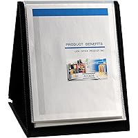 Lion Flip-N-Tell Display Book With Easel - Letter Size, 20 Single Pockets, Horizontal, Tabletop Presentation Easel