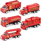 5 Pack Diecast Fire Truck Toys, Mini City Emergency Firetruck Set for Kids | 1/64 Diecast Cars Alloy Fire Truck Model Playset, Firetruck Toys 3-5 Years Old Birthday Gift Party Favors Goodie Bag Stuffers