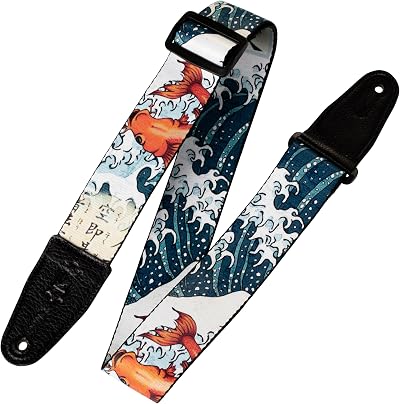 Levy's Leathers 2 inch Polyester Guitar Strap with Leather Ends Koi Fish